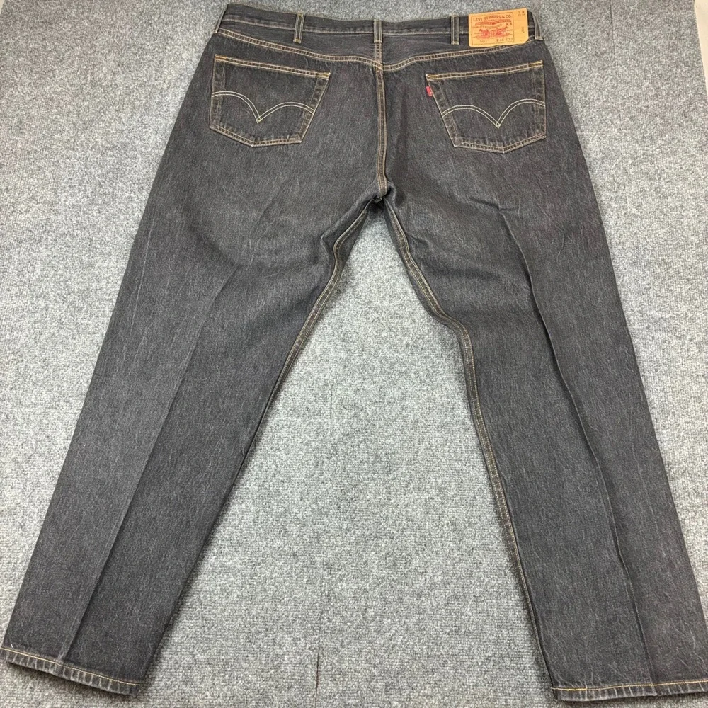 Y2K 90s Levis 501 Original Straight Leg Jeans Mens 46x32 Dark Wash Button Fly
